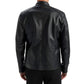 Men's Black Quilted Biker Leather Jacket - USA Retro Hide