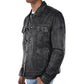 Mens Washed Black Leather Trucker Style Jacket - USA Retro Hide