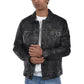 Mens Washed Black Leather Trucker Style Jacket - USA Retro Hide