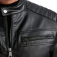 Men's Black Quilted Biker Leather Jacket - USA Retro Hide