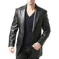 Men's Black Two Button Real Leather Blazer Jacket - USA Retro Hide