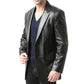 Men's Black Two Button Real Leather Blazer Jacket - USA Retro Hide