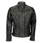 Mens Distressed Real Lambskin Black Leather Biker Jacket - USA Retro Hide