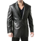 Men's Black Two Button Real Leather Blazer Jacket - USA Retro Hide