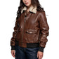 Women’s Shearling Brown USAAF Leather Aviator Jacket