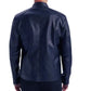 Mens Genuine Lambskin Blue Café Racer Leather Jacket - USA Retro Hide