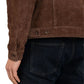 Men's Real Suede Dark Brown Trucker Style Jacket - USA Retro Hide