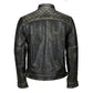 Mens Distressed Real Lambskin Black Leather Biker Jacket - USA Retro Hide