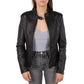 Women's Black Lambskin Leather Biker Style Jacket - USA Retro Hide