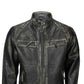 Mens Distressed Real Lambskin Black Leather Biker Jacket - USA Retro Hide