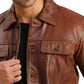 Mens Real Brown Leather Trucker - USA Retro Hide