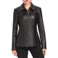Womens Black Long Leather Coat