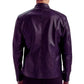 Men's Purple Quilted Biker Leather Jacket - USA Retro Hide
