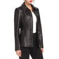 Three Quarter Black Long Leather Coat