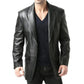 Men's Black Two Button Real Leather Blazer Jacket - USA Retro Hide