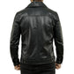 Mens Four Pockets Black Leather Trucker Jacket