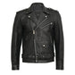Negan Men's Black Asymmetrical Belted Biker Style Leather Jacket - USA Retro Hide