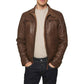Men's Mocca Brown Leather Bomber Jacket with Removable Hood - USA Retro Hide