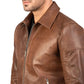 Reeves Men's Brown Shirt Collar Leather Biker Jacket - USA Retro Hide