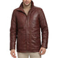 Men's Real Lambskin Leather Brown Car Coat - USA Retro Hide