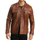 Mens Real Brown Leather Trucker - USA Retro Hide