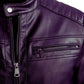 Men's Purple Quilted Biker Leather Jacket - USA Retro Hide