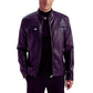 Men's Purple Quilted Biker Leather Jacket - USA Retro Hide