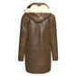 Women's Brown Sheepskin Duffle Coat With Hood