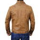 Men's Camel Brown Trucker Leather Jacket - USA Retro Hide