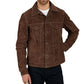 Men's Real Suede Dark Brown Trucker Style Jacket - USA Retro Hide
