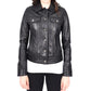 Women’s Classic Black Leather Trucker Jacket