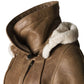 Women's Brown Sheepskin Duffle Coat With Hood