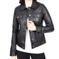 Women’s Classic Black Leather Trucker Jacket